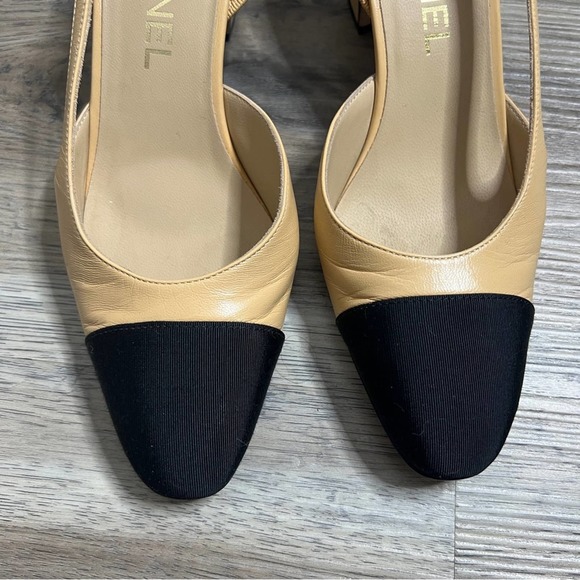 Chanel Cap Toe Slingback Pumps Heels size 36.5 - Picture 5 of 16